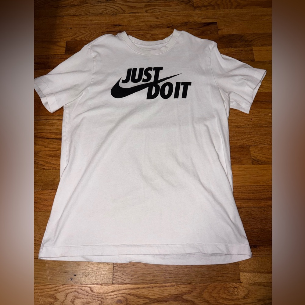 Nike White Short Sleeve Tee with Black Logo